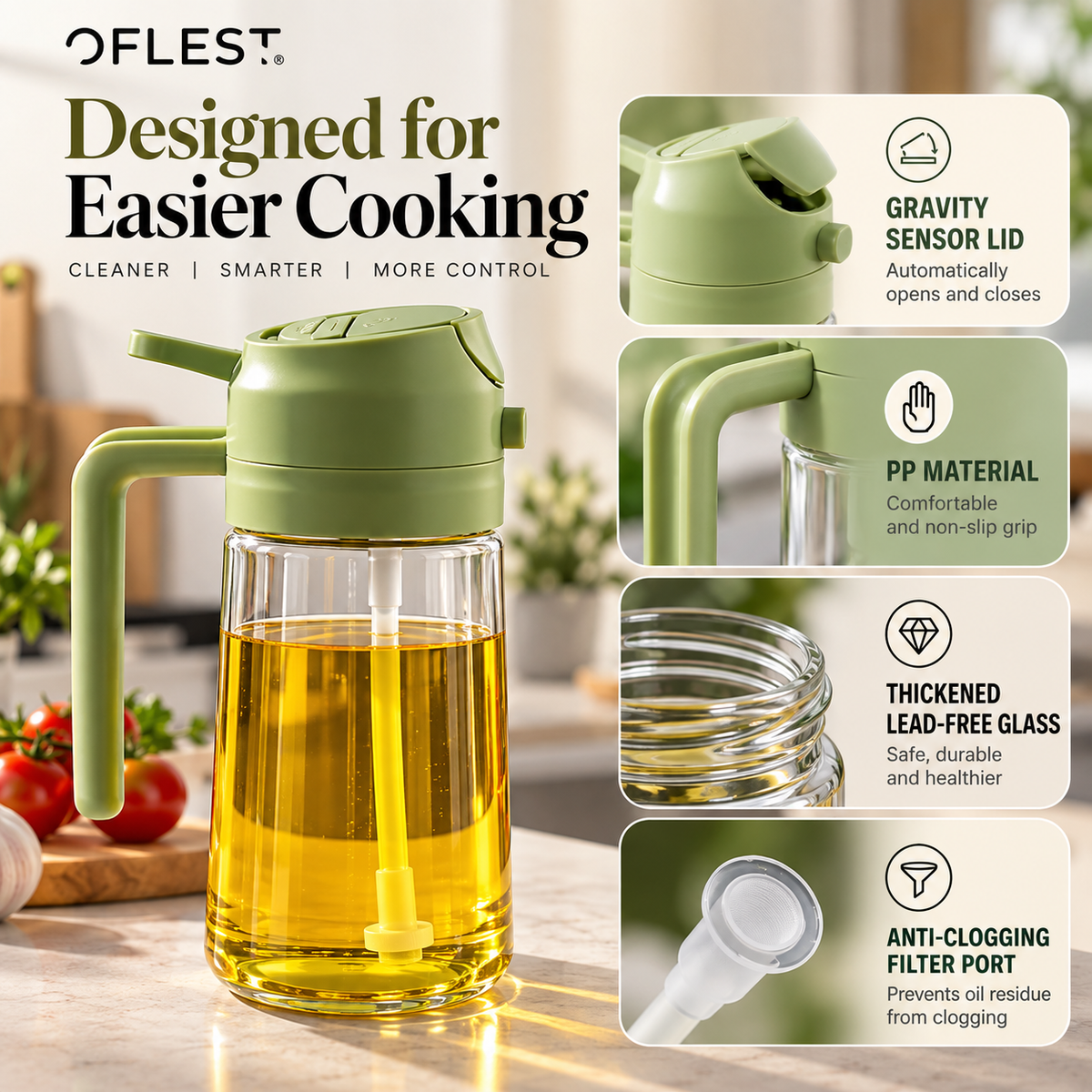OFLEST 2-in-1 Oil Sprayer & Dispenser